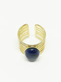 Bague pierre lapis lazuli - Doré