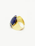 Bague pierre lapis lazuli - Doré 