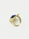 Bague pierre lapis lazuli - Doré - Ref 4