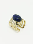 Bague pierre lapis lazuli - Doré