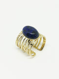 Bague pierre lapis lazuli - Doré