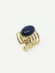 Bague pierre lapis lazuli - Doré