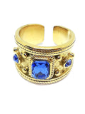 Bague pierres rubis bleu