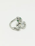 Bague serpent yeux vert - Ajustable - Acier inoxydable - Bijoux femme - Argenté