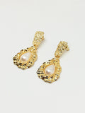 Boucle d'oreille femme goutte d'eau perle - acier inoxydable - Doré