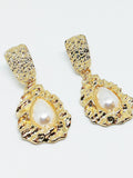 Boucle d'oreille femme goutte d'eau perle - acier inoxydable - Doré