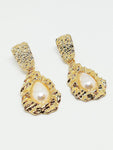 Boucle d'oreille femme goutte d'eau perle - acier inoxydable - Doré