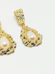 Boucle d'oreille femme goutte d'eau perle - acier inoxydable - Doré