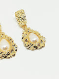Boucle d'oreille femme goutte d'eau perle - acier inoxydable - Doré