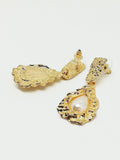 Boucle d'oreille femme goutte d'eau perle - acier inoxydable - Doré