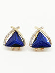 Boucles d'oreilles diamants bleu