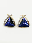 Boucles d'oreilles diamants bleu