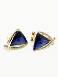 Boucles d'oreilles diamants bleu