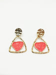 Boucles d'oreilles triangle coeur rose