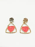 Boucles d'oreilles triangle coeur rose