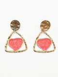 Boucles d'oreilles triangle coeur rose