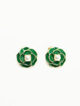 Boucles d'oreilles fleurs vertes