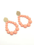 Boucles d'oreilles goutte en perles résine orange mat - Doré