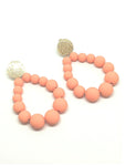 Boucles d'oreilles goutte en perles résine orange mat - Doré
