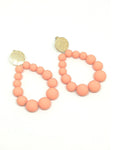 Boucles d'oreilles goutte en perles résine orange mat - Doré