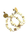 Boucles d'oreilles créole pierre pin blanc - Doré