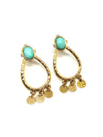 Boucles d'oreilles pampilles pierre amazonite - Doré