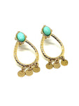 Boucles d'oreilles pampilles pierre amazonite - Doré