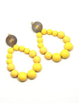 Boucles d'oreilles goutte en perles jaune moutarde