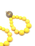 Boucles d'oreilles goutte en perles jaune moutarde