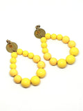 Boucles d'oreilles goutte en perles jaune moutarde