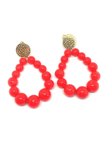 Boucles d'oreilles goutte en perles orange brillant - Doré