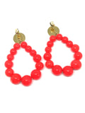 Boucles d'oreilles goutte en perles orange brillant - Doré