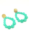 Boucles d'oreilles goutte en perles turquoise trans - Doré