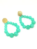Boucles d'oreilles goutte en perles turquoise trans - Doré
