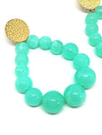 Boucles d'oreilles goutte en perles turquoise trans - Doré
