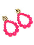 Boucles d'oreilles goutte perles framboise transparent