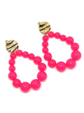 Boucles d'oreilles goutte perles framboise transparent