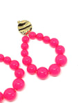 Boucles d'oreilles goutte perles framboise transparent