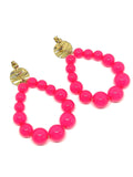 Boucles d'oreilles goutte perles framboise transparent