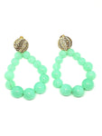 Boucles d'oreilles goutte en perles vert clair trans - Doré