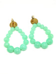 Boucles d'oreilles goutte en perles vert clair trans - Doré