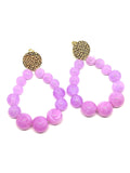 Boucles d'oreilles goutte en perles violet glycine trans - Doré
