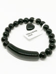 Bracelet perles obsidienne noir