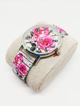 Montre fleur rose