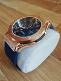 Montre Homme Luxe Tendance Bleu ciel Métal Doré