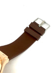 Montre Homme Luxe Tendance Marron Métal Rose Gold
