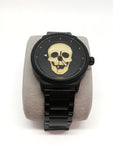 Montre homme métal tête de mort biker noir doré