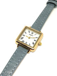 Montre cuir gris bleu femme chiffre romain - Doré