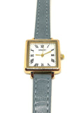 Montre cuir gris bleu femme chiffre romain - Doré