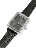 Montre femme strass bracelet cuir noir
